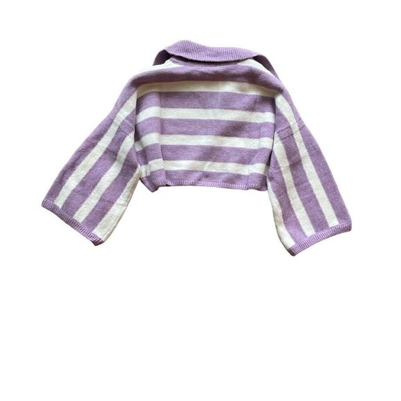 For Love&Lemons Maud Boxy Crop Sweater - Purple Size L - Picture 5 of 7